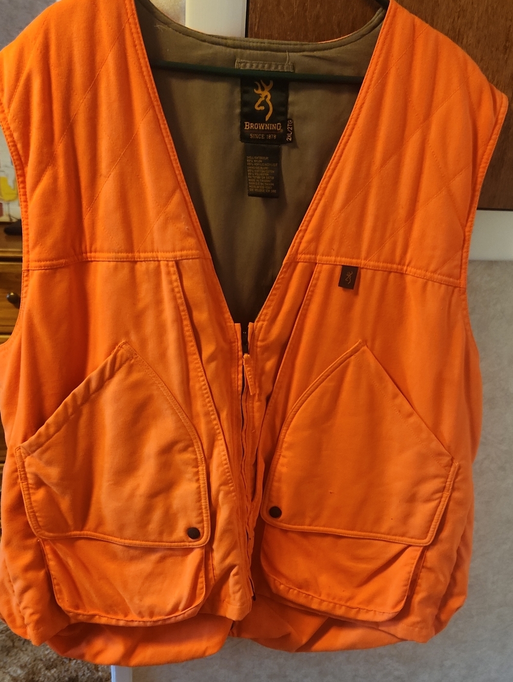 2XL Mens Browning Orange Quilted Hunting Vest